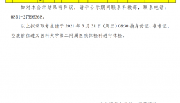 遵义医科大学第二附属医院 2021 年硕士研究生拟录取名单公示 （运动医学专业第一批次）